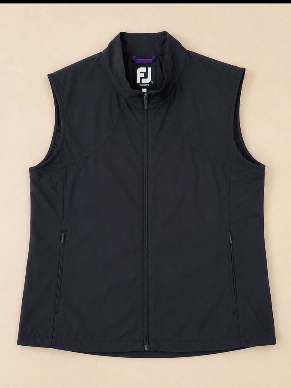 FootJoy FJ Black Full Zip Golf Vest Woman Large Lightweight Zip Pocket Gorpcore